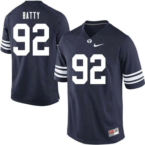 Men #92 Tyler Batty BYU Cougars College Football Jerseys Sale-Navy